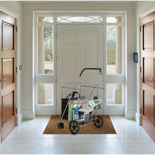 Rolling Metal Utility Cart with Additional Back Basket for Kitchen/Shopping