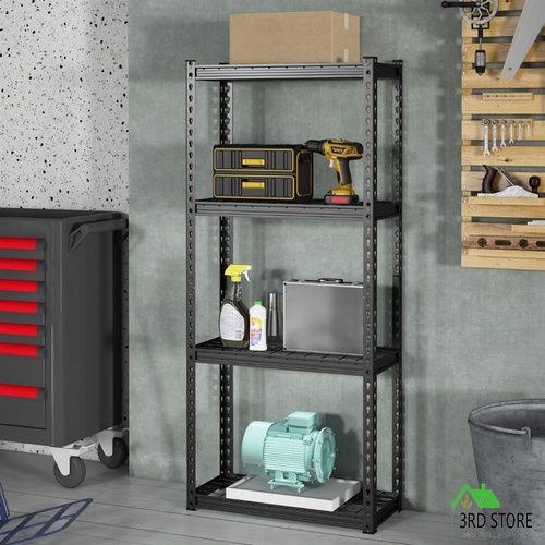 4-Tier Height Adjustable Metal Shelving Unit with Anti-slip Foot Pads-2 Packs