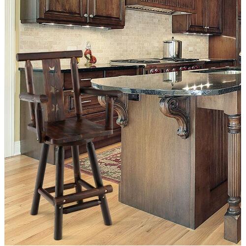 360-degree Solid Fir Wood Swivel Bar Stool Chair for Dining Room, Restaurant