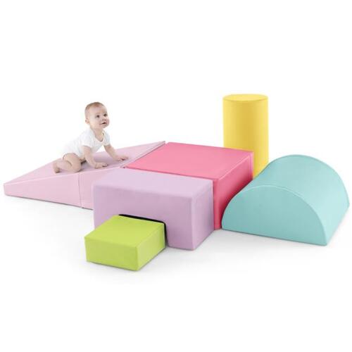 RETURNs 6 Pieces Indoor Climb and Crawl Activity Playset Foam Climbing Blocks for 1-3