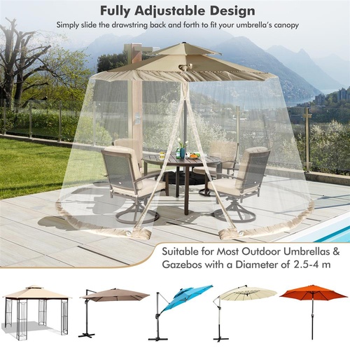 2.5-4m Patio Umbrella Table Mesh Screen Cover Mosquito Bug Insect Netting