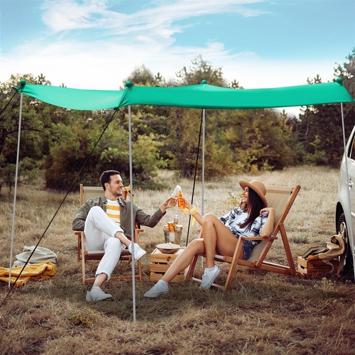 Family Beach Tent Canopy Sunshade Shelter with 4 Poles Sandbag Anchors UPF50+