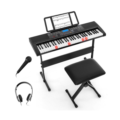 61-Key Portable Electronic Keyboard Piano with Stand and Stool