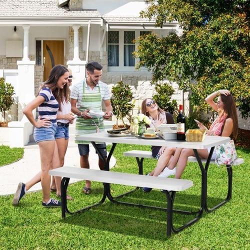 RETURNs Picnic Table Bench Set Outdoor Backyard Garden Party Dining All Weather