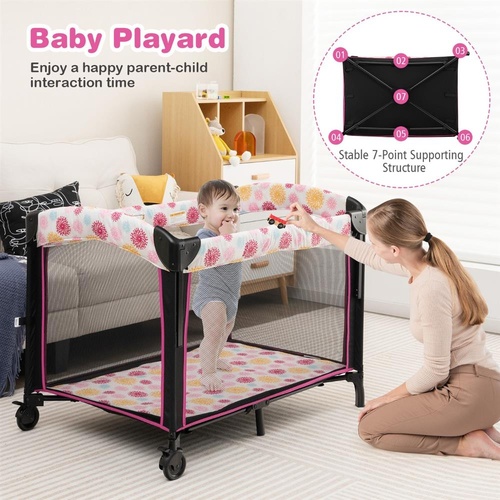 RETURNs 4 in 1 Baby Bassinet Bedside Sleeper Foldable Portacot Infant Crib w/ Wheels