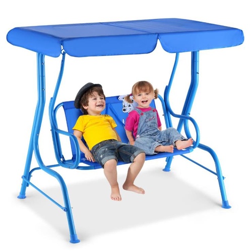 Hanging Patio Swing Bench with Adjustable Tilt Canopy