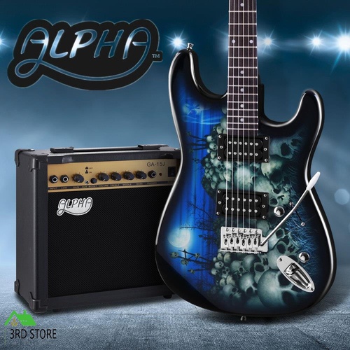 Alpha Electric Guitar Music String Instrument Rock Amplifier Tuner Pick Bag Set