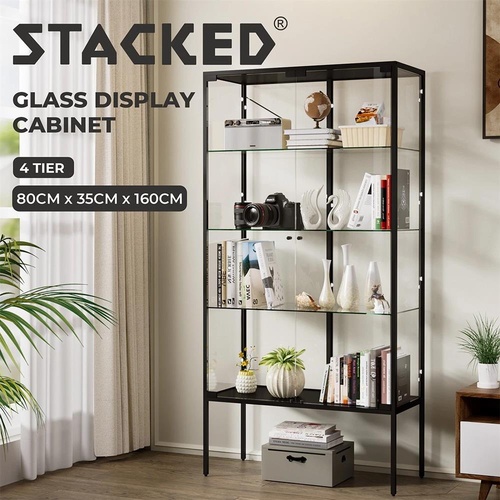 Stacked Glass Display Cabinet Heavy Duty 160cm Tall High Transparency Jewlery