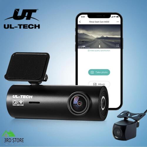 UL-tech 4K Dash Camera Front and Rear Dash Cam DVR WiFi Free Hardwire 64GB Card