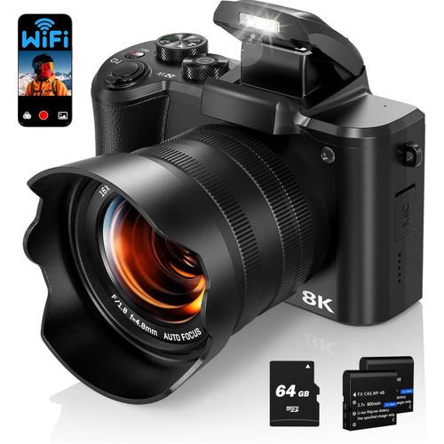 ulealfly 8K Digital Camera for Photography, 88MP Autofocus WiFi Vlogging Camera