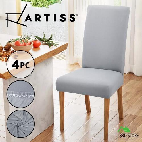 Artiss Dining Chair Covers 4x Slipcovers Spandex Stretch Banquet Wedding Grey