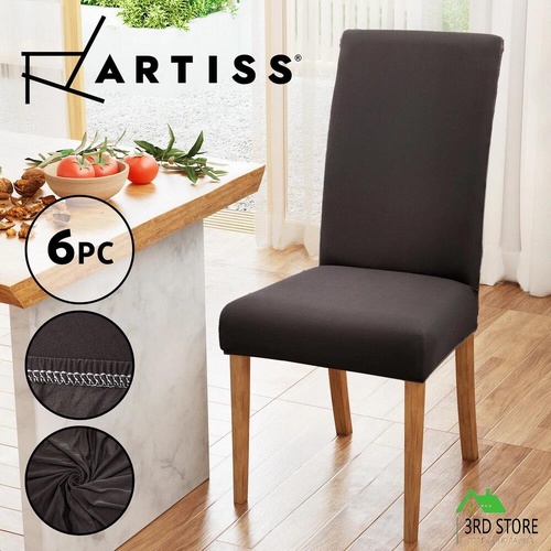 Artiss Dining Chair Covers 6x Slipcovers Spandex Stretch Banquet Party Dark Grey