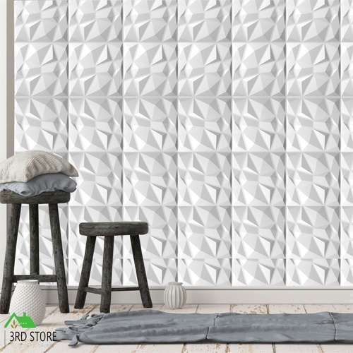 12Pcs 3D PVC Wall Panels EcoFriendly Paintable Home Background Decor 50x50cm