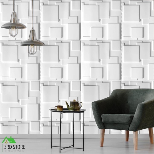 12Pcs 3D PVC Wall Panels EcoFriendly Paintable Home Background Decor 50x50cm