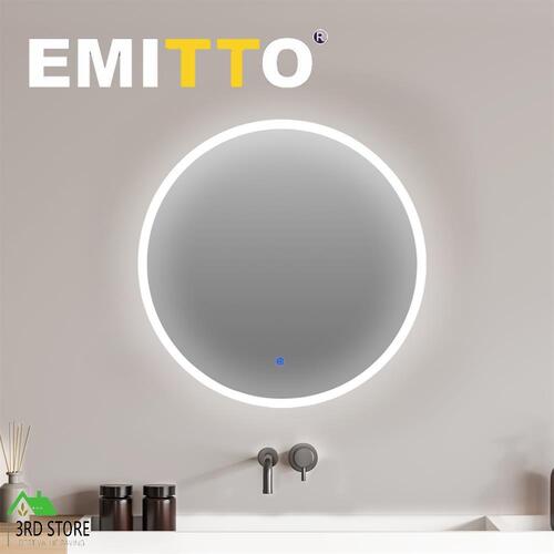 EMITTO LED Wall Mirror Round Anti-fog Bathroom Mirrors Makeup Light Decor 60cm