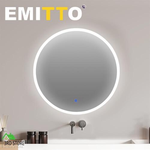EMITTO LED Wall Mirror Round Anti-fog Bathroom Mirrors Makeup Light Decor 80cm