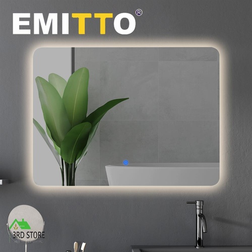 EMITTO LED Wall Mirror Anti-fog Bathroom Mirrors Makeup Light 70x50cm