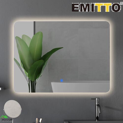 EMITTO LED Wall Mirror Anti-fog Bathroom Mirrors Makeup Light 80x60cm