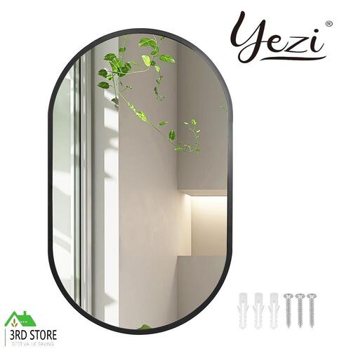Yezi Bathroom Wall Mirror Vanity Haning Decor Makeup Mirrors BLACK Framed Oval