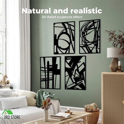 Yezi Wall Decor 4 Pcs Modern Metal Abstract Wall Art Minimalist Bedroom Bathroom