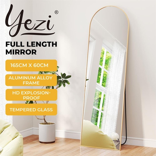 Yezi 165X60cm Full Length Mirror Floor Standing Wall Mounted Mirror Decor Gold