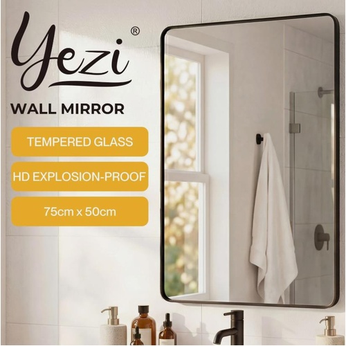 Yezi Rectangle Wall Mirror 75x50cm Bathroom Wall Mounted Vanity Home Decor