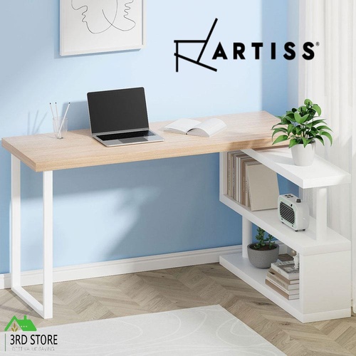 Artiss Office Computer Desk Corner Study Table Workstation Bookshelf 140CM