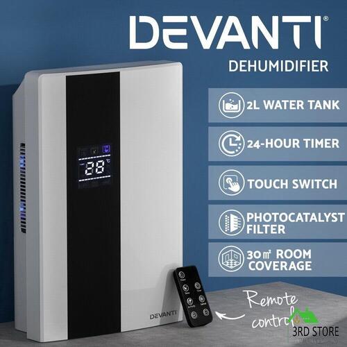 Devanti 2000ml Portable Dehumidifier Air Dryer Purifier Home Moisture Absorber