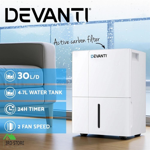 Devanti 30L/Day Dehumidifier Home Air Dryer Mould Moisture 4.7L Tank
