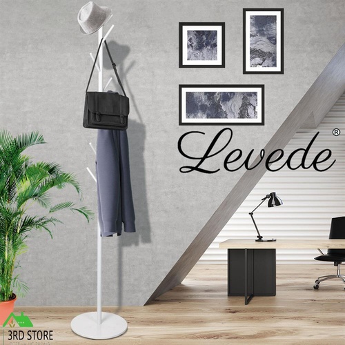 Levede Coat Rack Hat Clothes Stand Hanger Garment Hook Tree Rail Metal Organizer