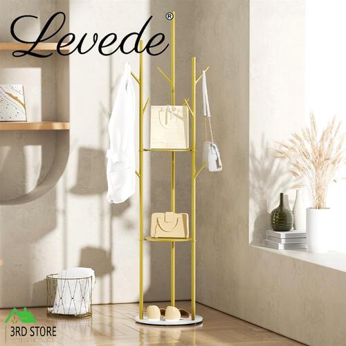 Levede Coat Rack Clothes Stand Hat Clothing Hanger Garment 8 Hook Tree Organizer