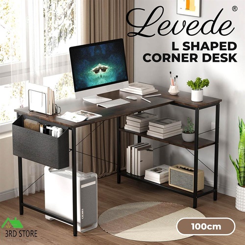 Levede L Shaped Gaming Computer Desk Workstation Study Corner Table Office 100cm