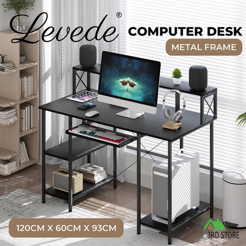 Levede 120CM Computer Gaming Desk Home Office Study Table Sliding Keyboard Shelf