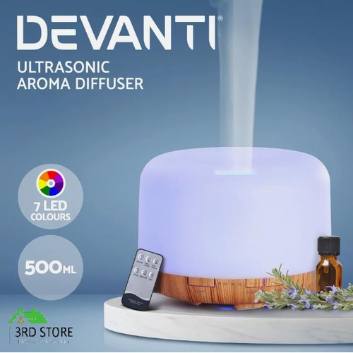 Devanti Aromatherapy Diffuser Aroma LED Light Ultrasonic Air Humidifier 500ml
