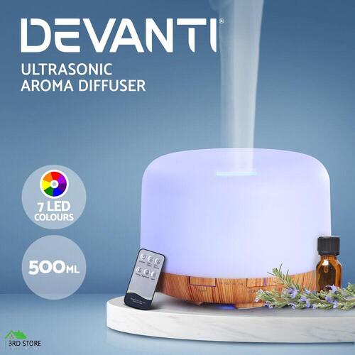 Devanti Aromatherapy Diffuser Aroma LED Light Ultrasonic Air Humidifier 500ml