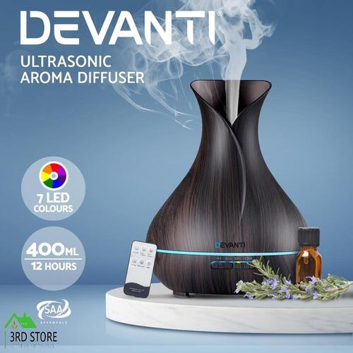 Devanti Ultrasonic Aroma Aromatherapy Diffuser Oils Air Humidifier Dark Wood
