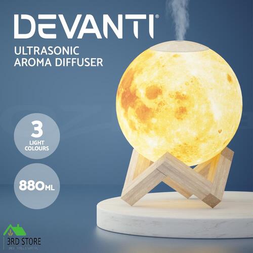 Devanti Aromatherapy Diffuser Essential Oil Aroma Air Humidifier LED Moon Lamp