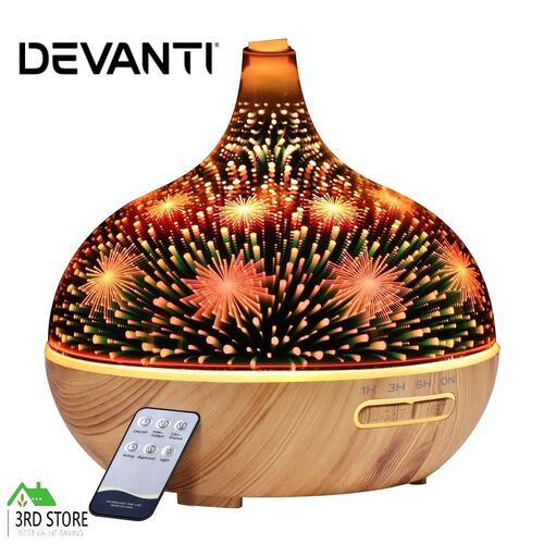 Devanti Ultrasonic Aroma Aromatherapy Diffuser Humidifier 3D LED Oil Firework