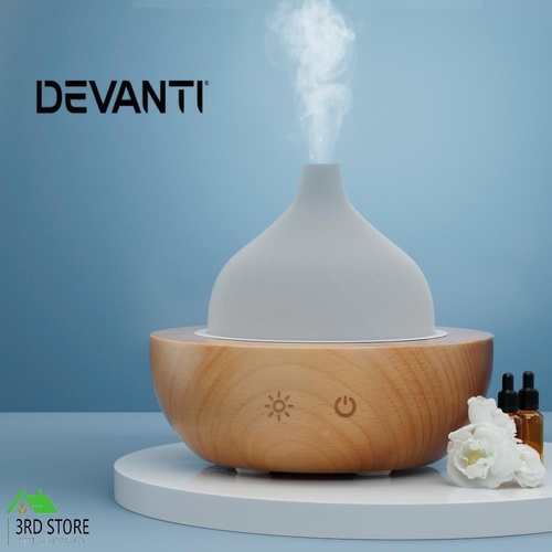 Devanti Aroma Aromatherapy Diffuser LED Oil Ultrasonic Air Humidifier Glass Wood