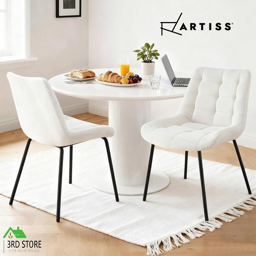 Artiss 2x Dining Chairs Velvet Tufted Kitchen Lounge Cafe Accent Chair Beige