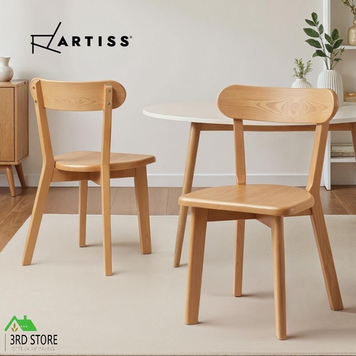 Artiss 2x Dining Chairs Wooden Kitchen Accent Chair Cafe Lounge Rubber Wood