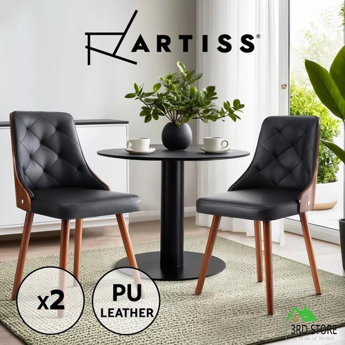 Artiss 2x Dining Chairs Cafe Kitchen Lounge Chair Wooden PU Leather Upholstered