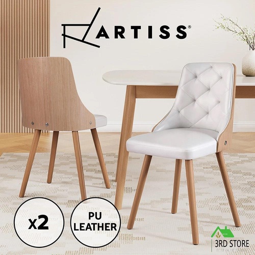 Artiss 2x Dining Chairs Cafe Kitchen Lounge Chair Wooden PU Leather Upholstered