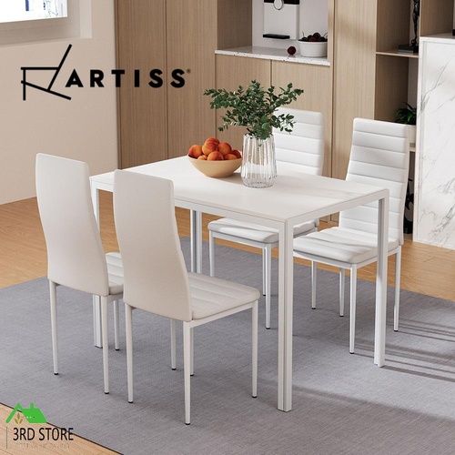 Artiss Dining Chairs and Table Dining Set 4 Chair Set Of 5 Wooden Top White