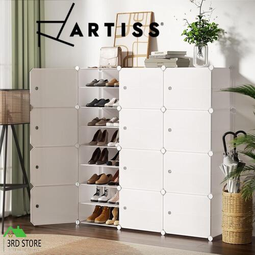 Artiss DIY Shoe Box Shoe Cabinet White Storage Cube Portable Organiser Stand