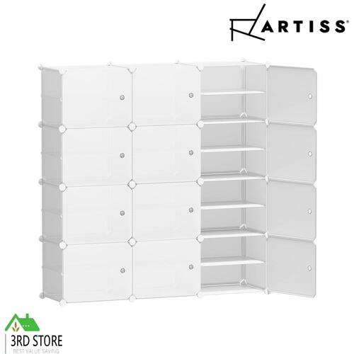Artiss DIY Shoe Box Shoe Cabinet White Storage Cube Portable Organiser Stand