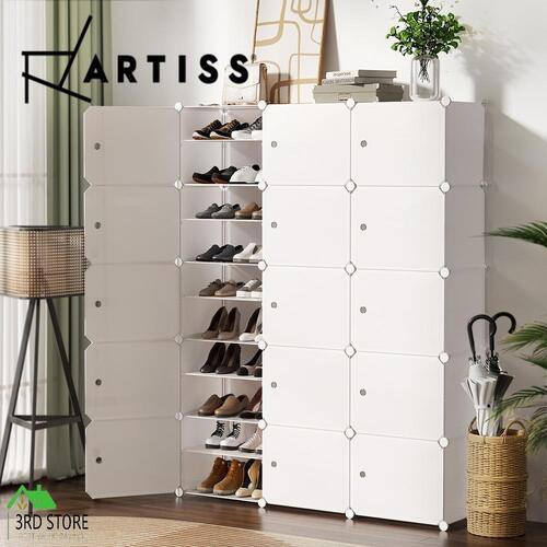 Artiss Shoe Cabinet DIY Shoe Box White Cube Portable Organiser Storage Stand
