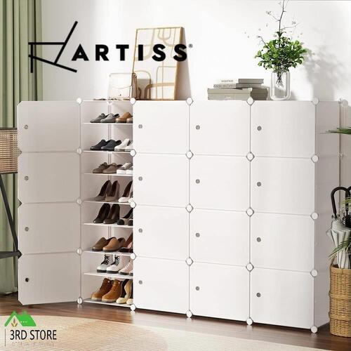 Artiss DIY Shoe Cabinet Shoe Box White Storage Cube Portable Organiser Stand