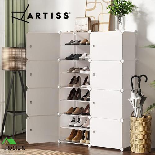 Artiss Shoe Cabinet DIY Storage Cube Shoe Box White Portable Organiser Stand