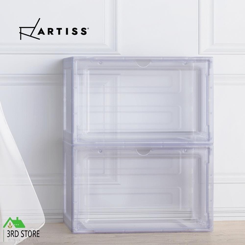 Artiss DIY Shoe Box Set of 2 Stackable Shoe Storage Case Magnetic Door